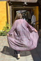 Betty long kimono/indian robe, grey, grå med magisk lyster, tunn siden #7 - 30% REA - BETTY & UMA UPCYCLED COLLECTION